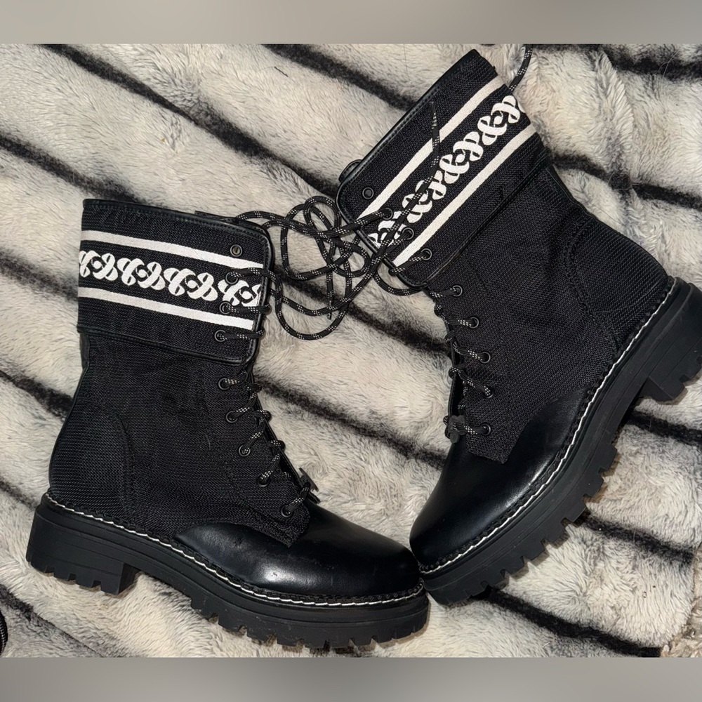 Sam & Libby Black and White Combat Boots